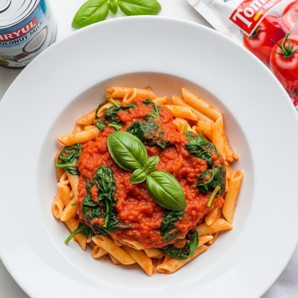 Cremige Tomaten-Spinat-Pasta