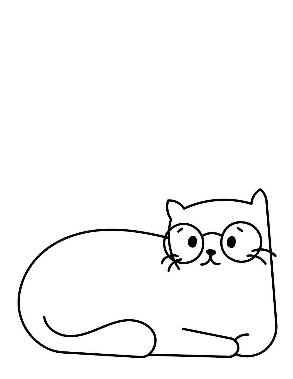 Ausmalbild: Katze mit Brille, Umrisszeichnung zum Ausmalen