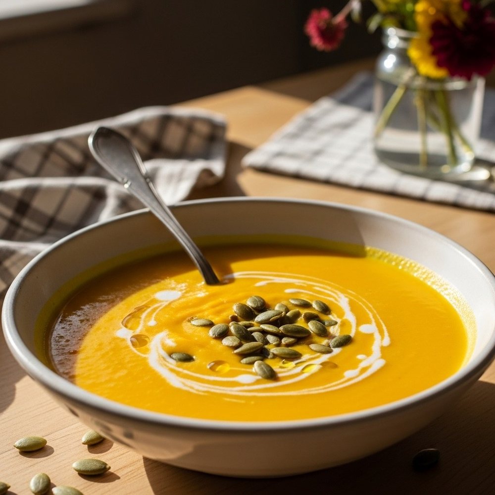 Kürbis-Süßkartoffel-Suppe mit Ingwer