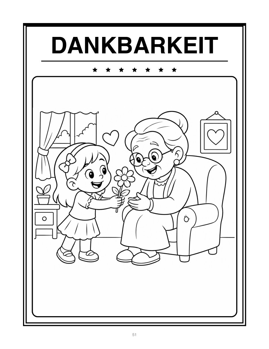 Ausmalbild zum Gefühl Dankbarkeit, Kind in Umrisszeichnung zum Ausmalen