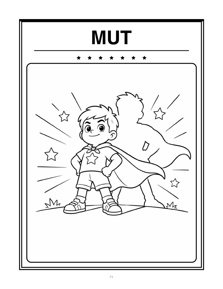 Ausmalbild zum Gefühl Mut, Kind in Umrisszeichnung zum Ausmalen