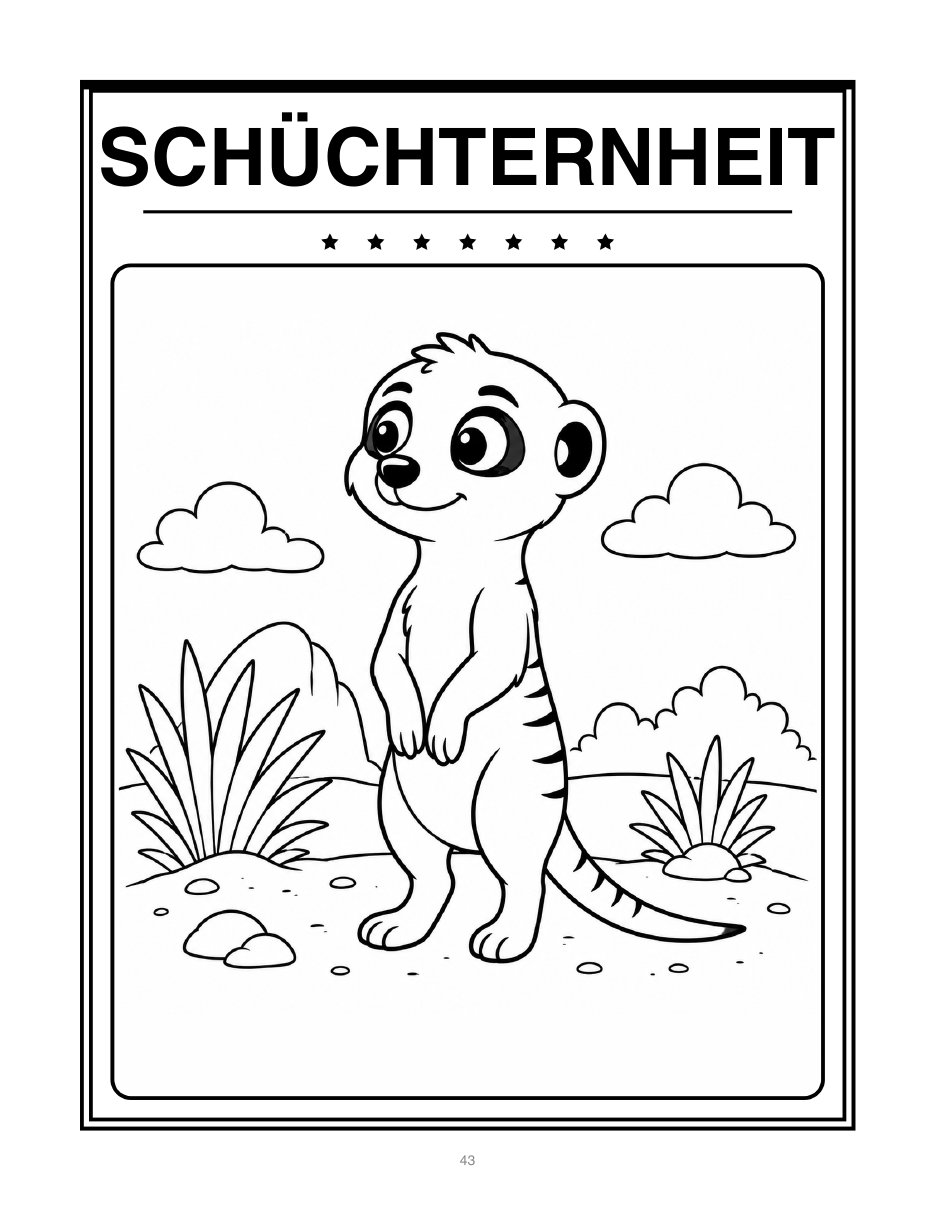 Ausmalbild zum Gefühl Schüchternheit, Kind in Umrisszeichnung zum Ausmalen