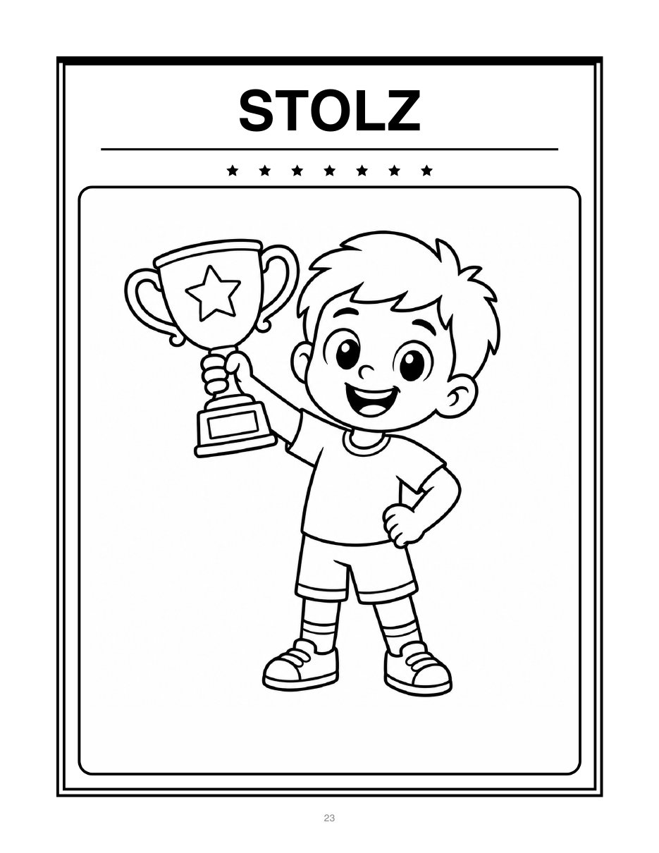 Ausmalbild zum Gefühl Stolz, Kind in Umrisszeichnung zum Ausmalen